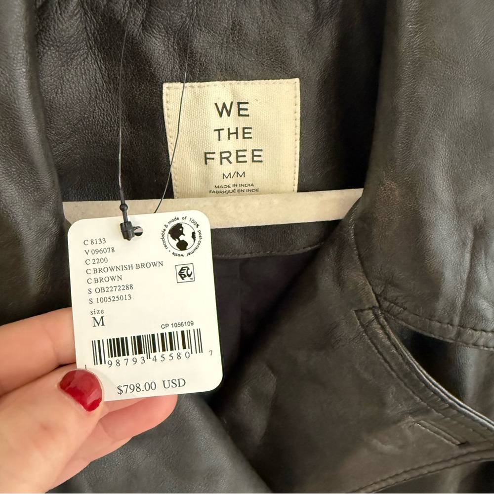 Free People We The Free Dark And Stormy Leather Trench Black - Picture 6 of 7